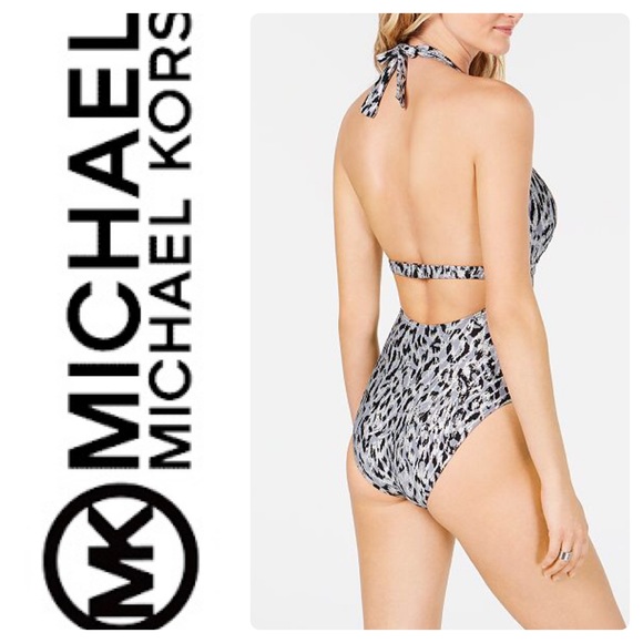 New MK Frozen Chain-Ring Halter One-Piece Swimsuit - Picture 3 of 4